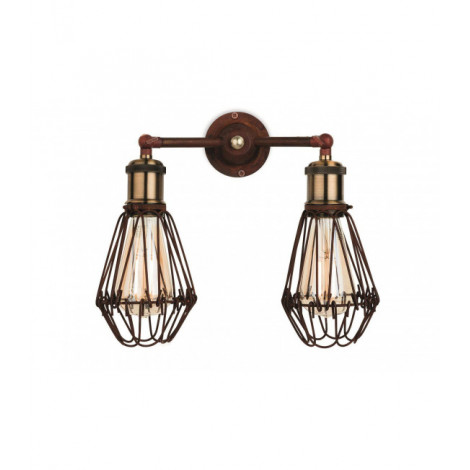 Applique murale Arcade Brun rustique 2 ampoules 26cm|Appliques murales|Luminaire Center
