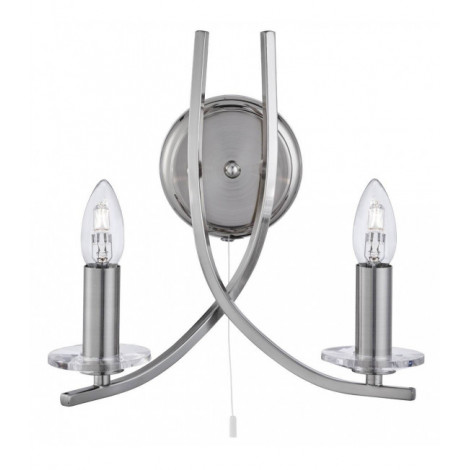 Applique murale Ascona Argent satiné 2 ampoules 28cm|Appliques murales|Luminaire Center