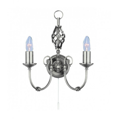 Applique murale Zanzibar Argent satiné 2 ampoules 33cm|Appliques murales|Luminaire Center