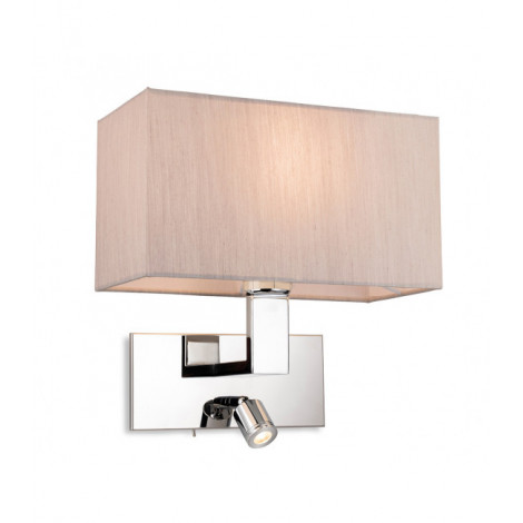 Applique avec liseuse Raffles Chrome avec ombre d'huîtres 1 ampoule 30cm|Appliques murales|Luminaire Center