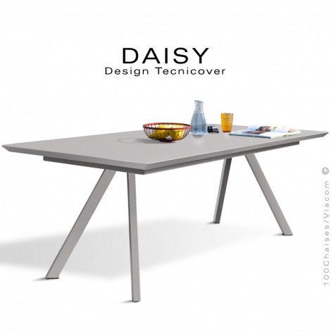 Table rectangulaire repas design DAISY, pour C.H.R. et extérieur, structure acier galvanisé peint, plateau 185x90 cm.|Table|100chaises
