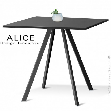 Table repas design ALICE, pour C.H.R. et extérieur, structure acier galvanisé peint, plateau rond ou carré - Lot de 2 pièces.|Table|100chaises