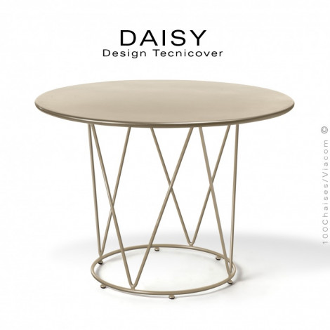 Table café ou d'appoint design DAISY, pour extérieur, structure acier galvanisé finition peint, plateau rond Ø90 et 110 cm.|Table|100chaises Table café ou d'appoint design DAISY, pour extérieur, structure acier galvanisé finition peint, plateau rond Ø90 et 110 cm.|Table|100chaises