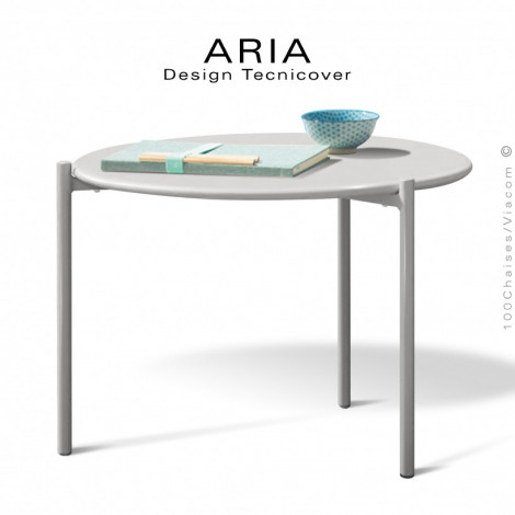 Trois tables basses rondes design ARIA, pour extérieur, structure acier galvanisé finition peint, plateau Ø60, 90, 100 cm.|Table|100chaises Trois tables basses rondes design ARIA, pour extérieur, structure acier galvanisé finition peint, plateau Ø60, 90, 100 cm.|Table|100chaises