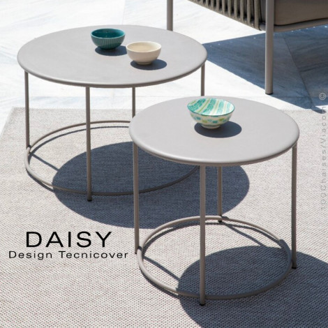 Petite table basse ronde d'appoint design pour extérieur DAISY, structure acier galvanisé finition peint, deux diamètres.|Table|100chaises Petite table basse ronde d'appoint design pour extérieur DAISY, structure acier galvanisé finition peint, deux diamètres.|Table|100chaises