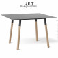 Table carré JET, pour cuisine, bureau, travail, CHR, piétement bois de hêtre vernis, plateau Compact blanc ou noir.|Table|100chaises