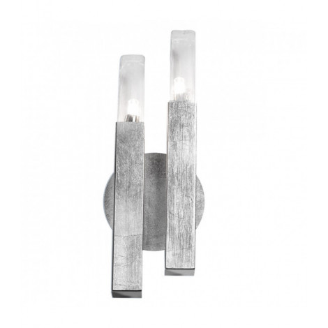 Applique murale Spigolo Feuille d'argent 2 ampoules 32,5cm|Appliques murales|Luminaire Center