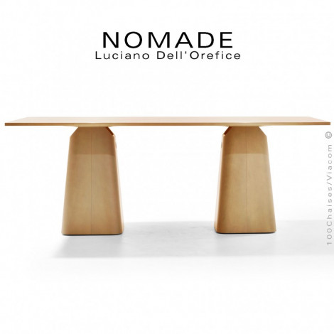 Table repas bois NOMADE, de culture japonaise, double piétement et plateau multiplis, placage bois de Frêne ou chêne.|Table|100chaises