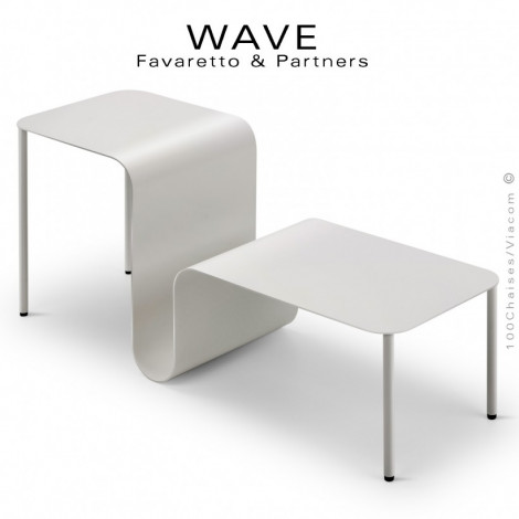 Table porte revue design WAVE, structure et piétement acier peint brillant, pour salle d'attente public et privé en intérieur.|Table|100chaises