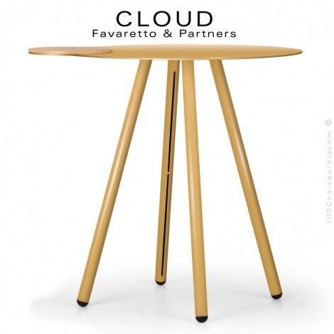 Table d'appoint déco CLOUD-74, piétement et plateau acier peint, deuxième plateau amovible bois de chêne vernis.|Table|100chaises