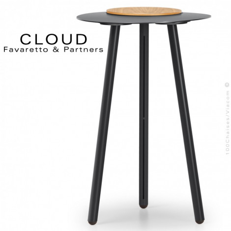 Petite table d'appoint déco design CLOUD-63, piétement et plateau acier peint, deuxième plateau amovible bois de chêne vernis.|Table|100chaises