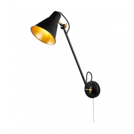 Applique avec liseuse Acier Noir mat 1 ampoule 39cm|Appliques murales|Luminaire Center