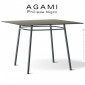 Table repas rond ou carré design AGAMI, piétement 4 pieds acier peint, plateau compact unicolore pour extérieur.|Table|100chaises
