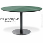 Table ronde de cuisine, restauration CLASSIC, piètement colonne centrale peint, plateau stratifié unicolore chant incliné peint.|Table|100chaises