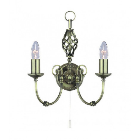 Applique murale Zanzibar Laiton antique 2 ampoules 33cm|Appliques murales|Luminaire Center