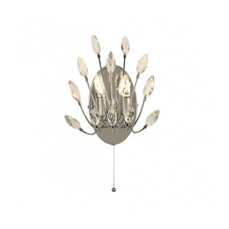 Applique design Peacock 2 ampoules Verre,acier doux Chrome,Transparent|Appliques murales|Luminaire Center