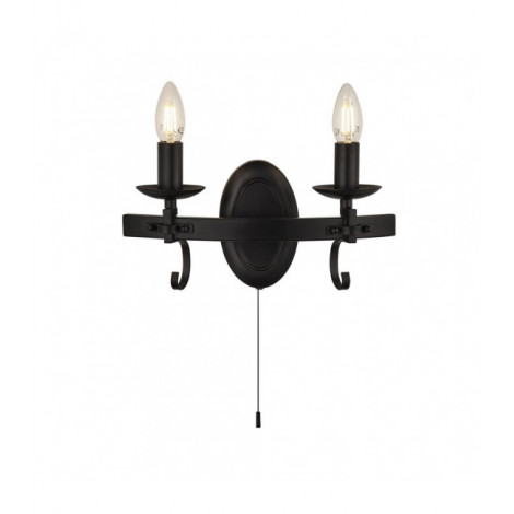 Applique murale Cartwheel Acier doux Noir mat 2 ampoules 18cm|Appliques murales|Luminaire Center
