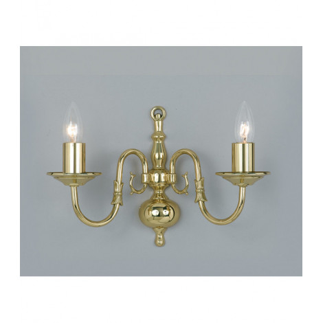 Applique murale Flemish Laiton poli 2 ampoules 23cm|Appliques murales|Luminaire Center