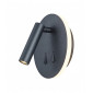 Applique avec liseuse Cayman Noir 1 ampoule 11cm|Appliques murales|Luminaire Center