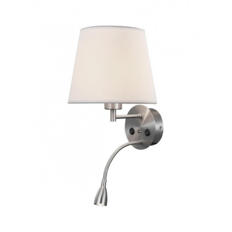 Applique avec liseuse Fusion Nickel satiné 1 ampoule 17cm|Appliques murales|Luminaire Center