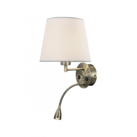 Applique avec liseuse Fusion Laiton antique 1 ampoule 17cm|Appliques murales|Luminaire Center