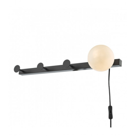 Applique murale Rack Noir mat,Verre opal 1 ampoule 12cm|Appliques murales|Luminaire Center