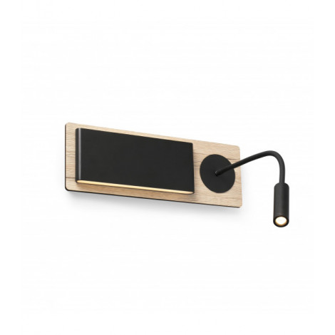 Applique avec liseuse Mood Noir 2 ampoules 13cm|Appliques murales|Luminaire Center