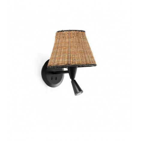 Applique avec liseuse Sumba Noir mat 1 ampoule 28cm|Appliques murales|Luminaire Center
