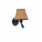 Applique avec liseuse Sumba Noir mat 1 ampoule 28cm|Appliques murales|Luminaire Center
