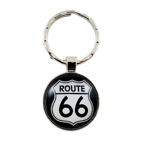 Porte-clés "ROUTE 66" / Fond noir