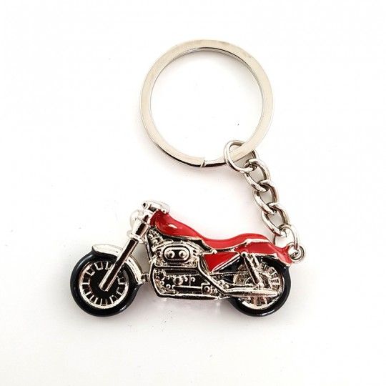 Porte-clés style Harley Davidson / Rouge et chrome