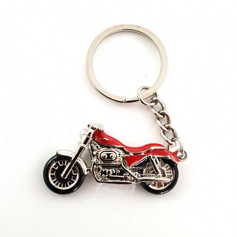 Porte-clés style Harley Davidson / Rouge et chrome CDZOM