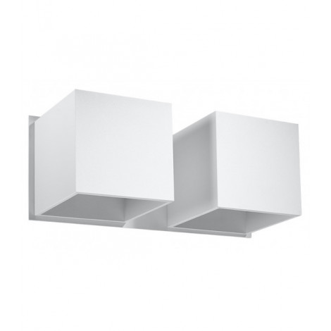 Applique murale Quad Aluminium blanc 2 ampoules 11cm|Appliques murales|Luminaire Center