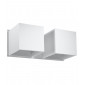 Applique murale Quad Aluminium blanc 2 ampoules 11cm|Appliques murales|Luminaire Center