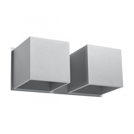 Applique murale Quad Aluminium Gris 2 ampoules 11cm|Appliques murales|Luminaire Center