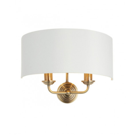 Applique murale Highclere Acier,Tissu Laiton antique, tissu blanc vintage|Appliques murales|Luminaire Center