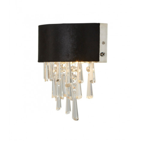 Applique murale Glamour Acier doux,acrylique,tissu,cristal Chromé, Noir|Appliques murales|Luminaire Center