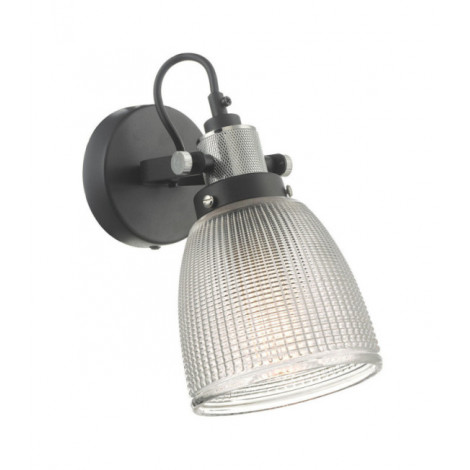 Applique murale Ismet Noir mat, verre texturé|Appliques murales|Luminaire Center