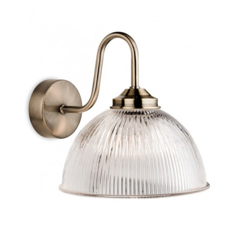 Applique murale Ashford Laiton antique avec verre nervuré transparent|Appliques murales|Luminaire Center