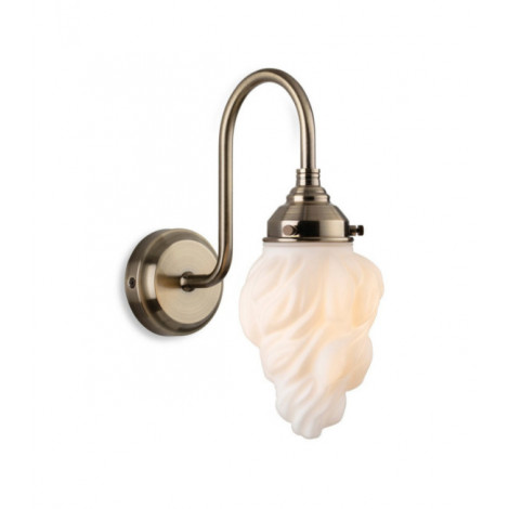 Applique murale Flame Laiton antique avec verre à flamme blanche|Appliques murales|Luminaire Center