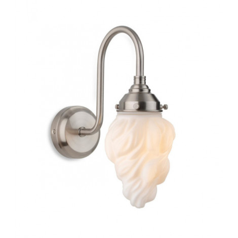 Applique murale Flame Acier brossé avec verre à flamme blanche|Appliques murales|Luminaire Center