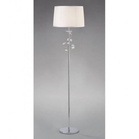 Lampadaire Willow avec Abat jour blanc 1 Ampoule chrome poli/cristal|Lampadaire|Luminaire Center