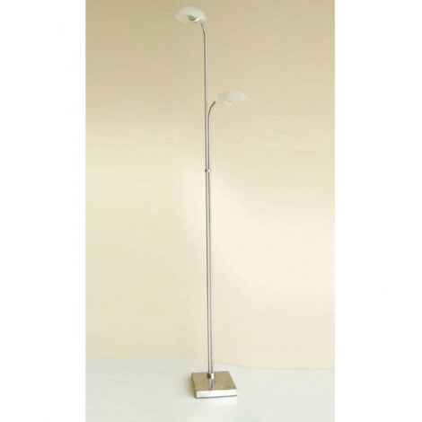 Lampadaire Udine avec variateur 2 Ampoules chrome satiné/verre dépoli|Lampadaire|Luminaire Center