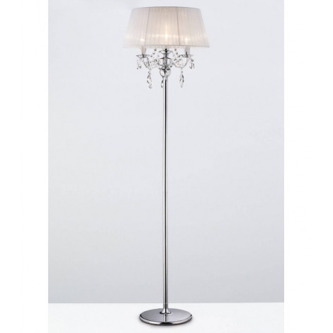 Lampadaire Olivia avec Abat jour blanc 3 Ampoules chrome poli/cristal|Lampadaire|Luminaire Center