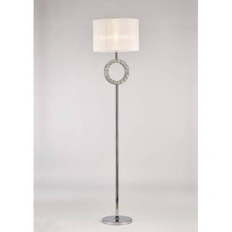 Lampadaire Florence rond avec Abat jour blanc 1 Ampoule chrome poli/cristal|Lampadaire|Luminaire Center