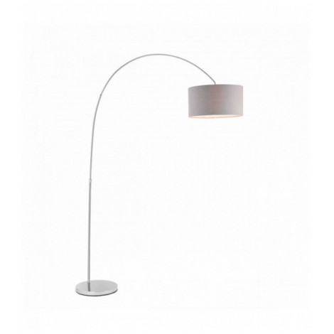 Lampadaire Owen Arched Cylinder en Acier , Plaque chromée et tissu gris|Lampadaire|Luminaire Center