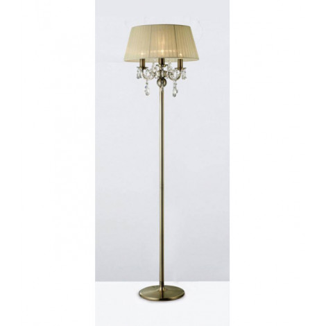 Lampadaire Olivia avec Abat jour crème 3 Ampoules laiton antique/cristal|Lampadaire|Luminaire Center