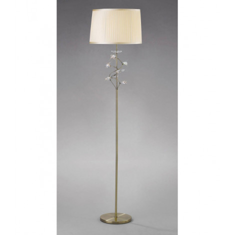 Lampadaire Willow avec Abat jour crème 1 Ampoule laiton antique/cristal|Lampadaire|Luminaire Center