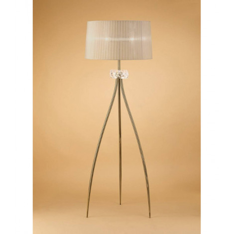Lampadaire Loewe 3 Ampoules E27, laiton antique avec Abat jour bronze|Lampadaire|Luminaire Center