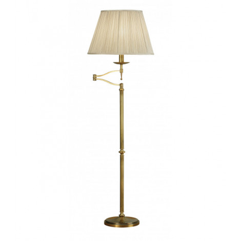 Lampadaire articulé Stanford, laiton antique, abat-jour beige|Lampadaire|Luminaire Center